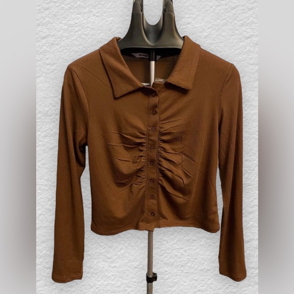 Bluenotes Long Sleeve Womens Button-Up Top Shirt With Collar - Picture 1 of 5